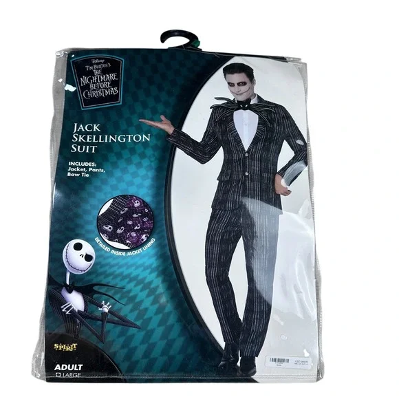 Disney Jack Skellington Adult Costume Mask Gloves‎ Nightmare Before Christmas - Picture 2 of 16